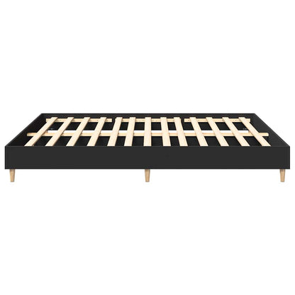 vidaXL Bed Frame | Black | Engineered wood, solid eucalyptus wood, plywood