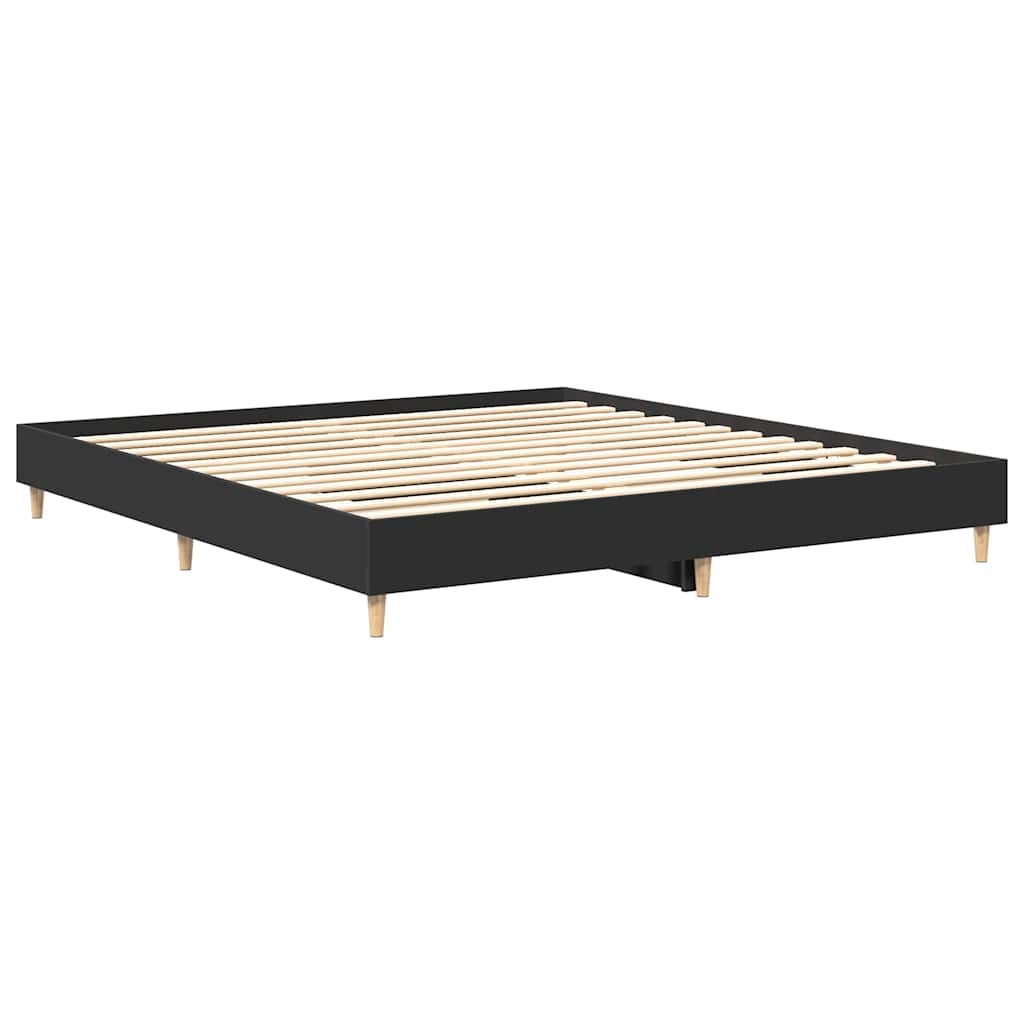 vidaXL Bed Frame | Black | Engineered wood, solid eucalyptus wood, plywood