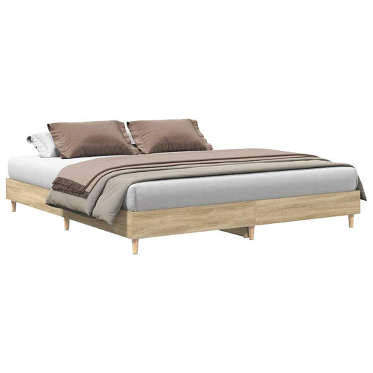 vidaXL Bed Frame | Sonoma oak | Engineered wood, solid eucalyptus wood | Double