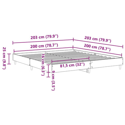 vidaXL Bed Frame No Mattress Sonoma Oak 200x200 cm Engineered Wood