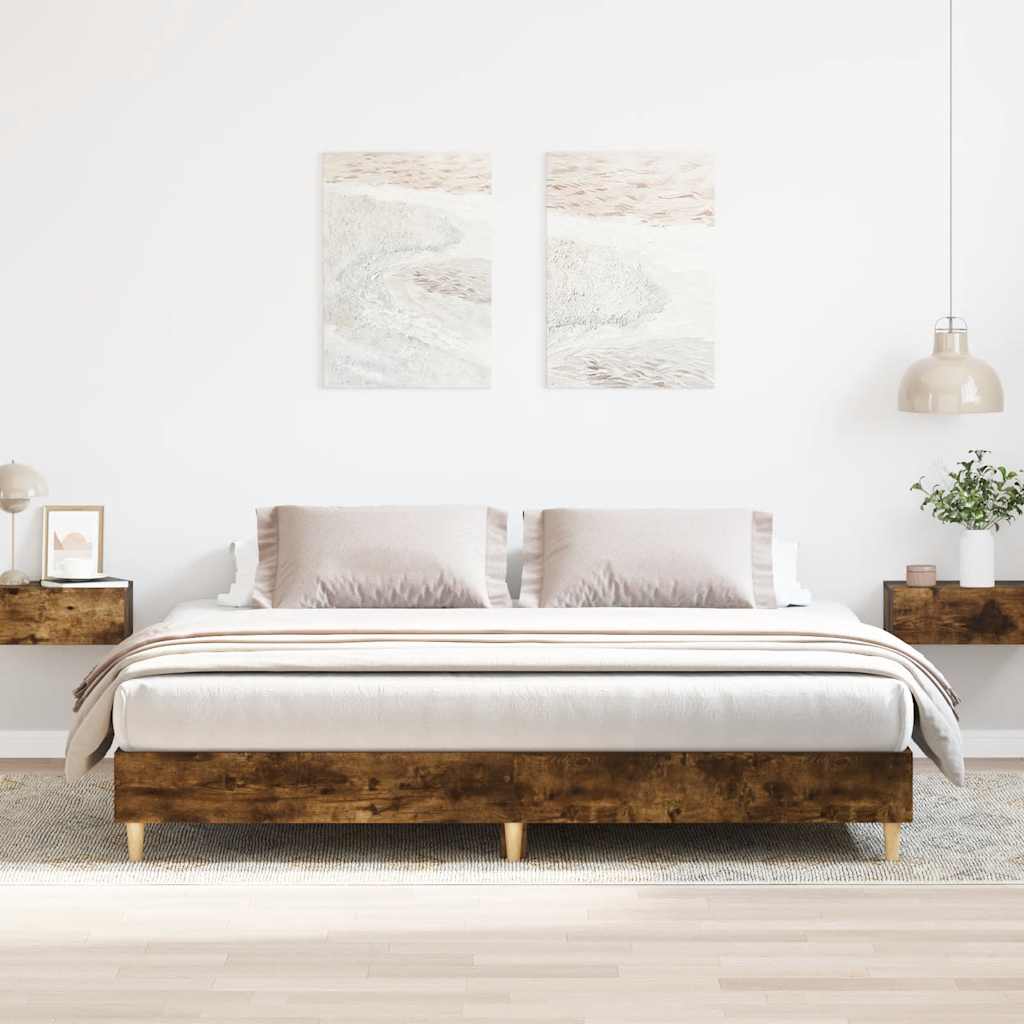 vidaXL Bed Frame | Smoked Oak | Engineered wood | Large |  Durable  | Bed Frame