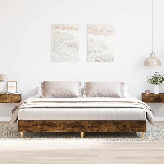 vidaXL Bed Frame | Smoked Oak | Engineered wood | Large |  Durable  | Bed Frame