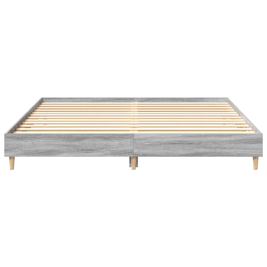 vidaXL Bed Frame | Grey Sonoma | Engineered wood, Solid eucalyptus wood