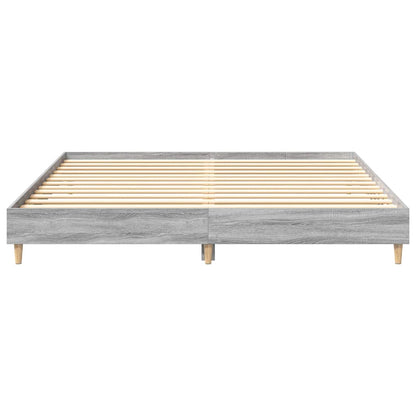 vidaXL Bed Frame | Grey Sonoma | Engineered wood, Solid eucalyptus wood