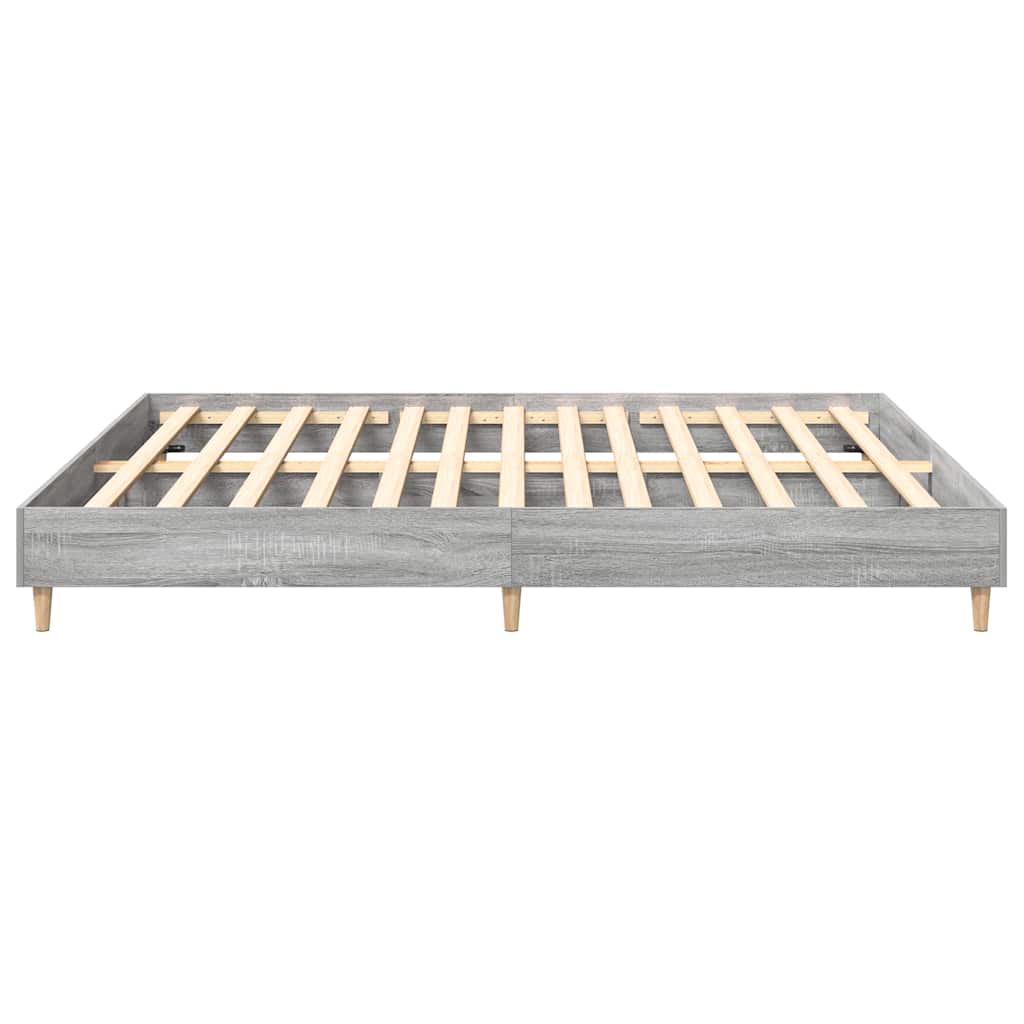 vidaXL Bed Frame | Grey Sonoma | Engineered wood, Solid eucalyptus wood
