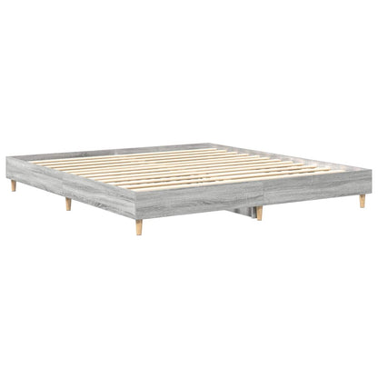 vidaXL Bed Frame | Grey Sonoma | Engineered wood, Solid eucalyptus wood