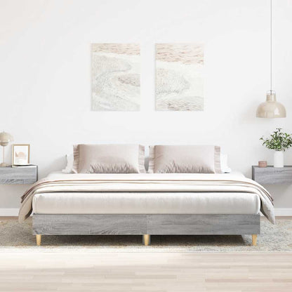 vidaXL Bed Frame | Grey Sonoma | Engineered wood, Solid eucalyptus wood