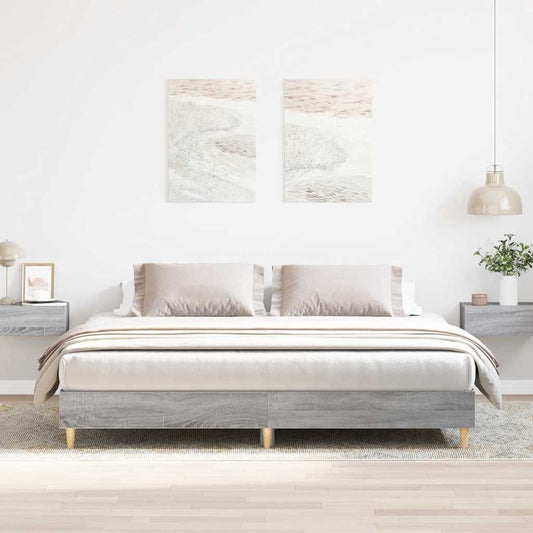 vidaXL Bed Frame | Grey Sonoma | Engineered wood, Solid eucalyptus wood