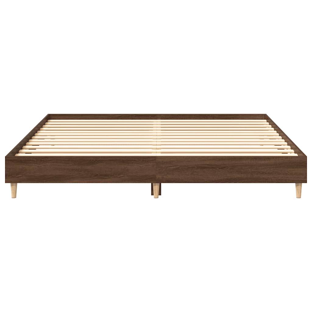 vidaXL Bed Frame | Brown Oak | Engineered Wood, Solid Eucalyptus Wood | Double