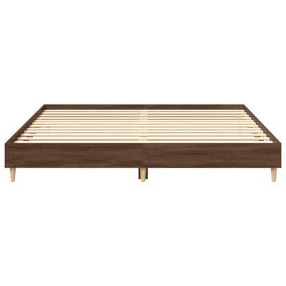 vidaXL Bed Frame | Brown Oak | Engineered Wood, Solid Eucalyptus Wood | Double