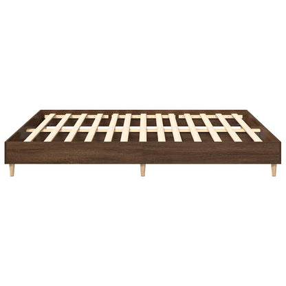 vidaXL Bed Frame | Brown Oak | Engineered Wood, Solid Eucalyptus Wood | Double