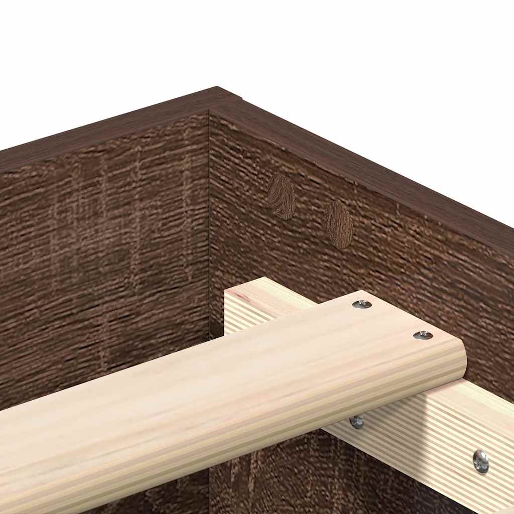 vidaXL Bed Frame | Brown Oak | Engineered Wood, Solid Eucalyptus Wood | Double