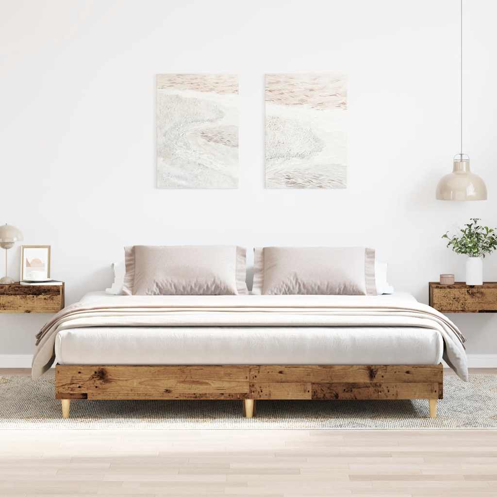 vidaXL Bed Frame No Mattress Old Wood 200x200 cm Engineered Wood