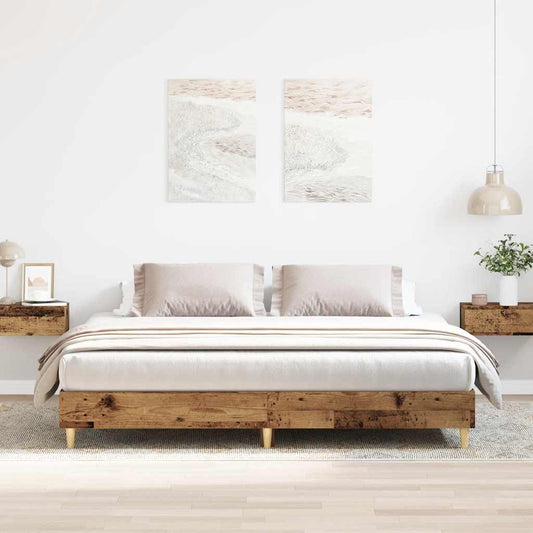 vidaXL Bed Frame No Mattress Old Wood 200x200 cm Engineered Wood