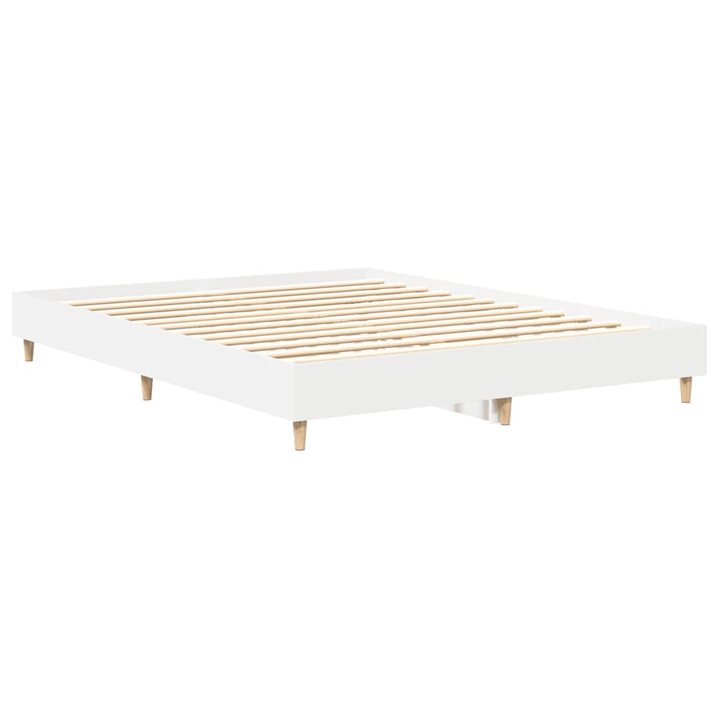 vidaXL Bed Frame | White | Engineered wood | King | Bed Frame | Rectangular