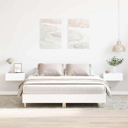 vidaXL Bed Frame | White | Engineered wood | King | Bed Frame | Rectangular