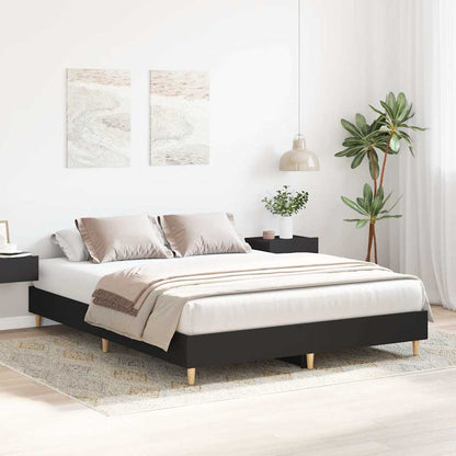 vidaXL Bed Frame | Black | Engineered wood, solid eucalyptus wood, plywood