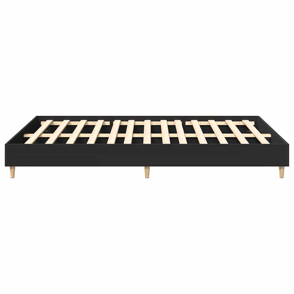 vidaXL Bed Frame | Black | Engineered wood, solid eucalyptus wood, plywood