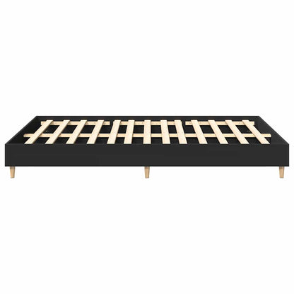 vidaXL Bed Frame | Black | Engineered wood, solid eucalyptus wood, plywood