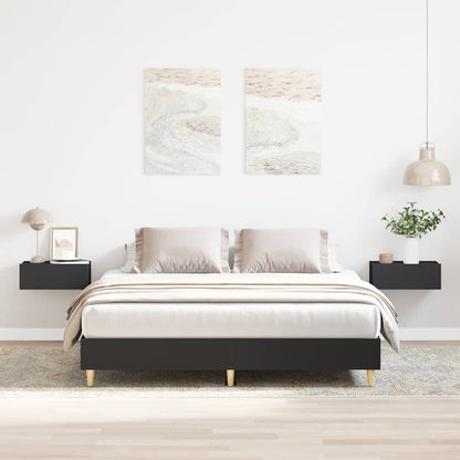 vidaXL Bed Frame | Black | Engineered wood, solid eucalyptus wood, plywood