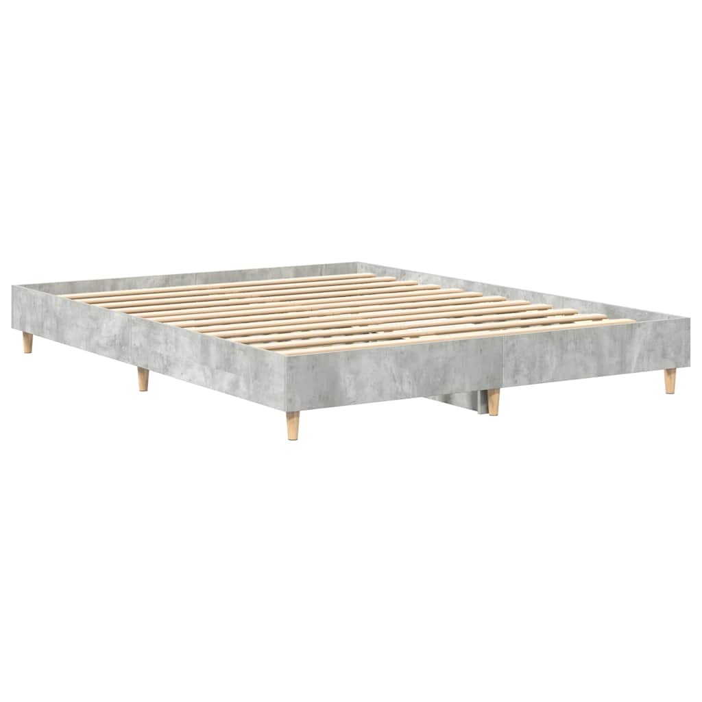 vidaXL Bed Frame No Mattress Concrete Grey 150x200 cm King Size Engineered Wood