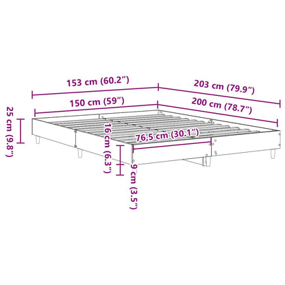 vidaXL Bed Frame No Mattress Concrete Grey 150x200 cm King Size Engineered Wood