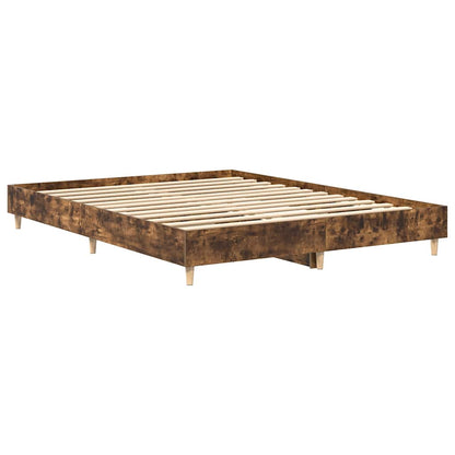 vidaXL Bed Frame | Smoked oak | Engineered wood, Solid eucalyptus wood, Plywood