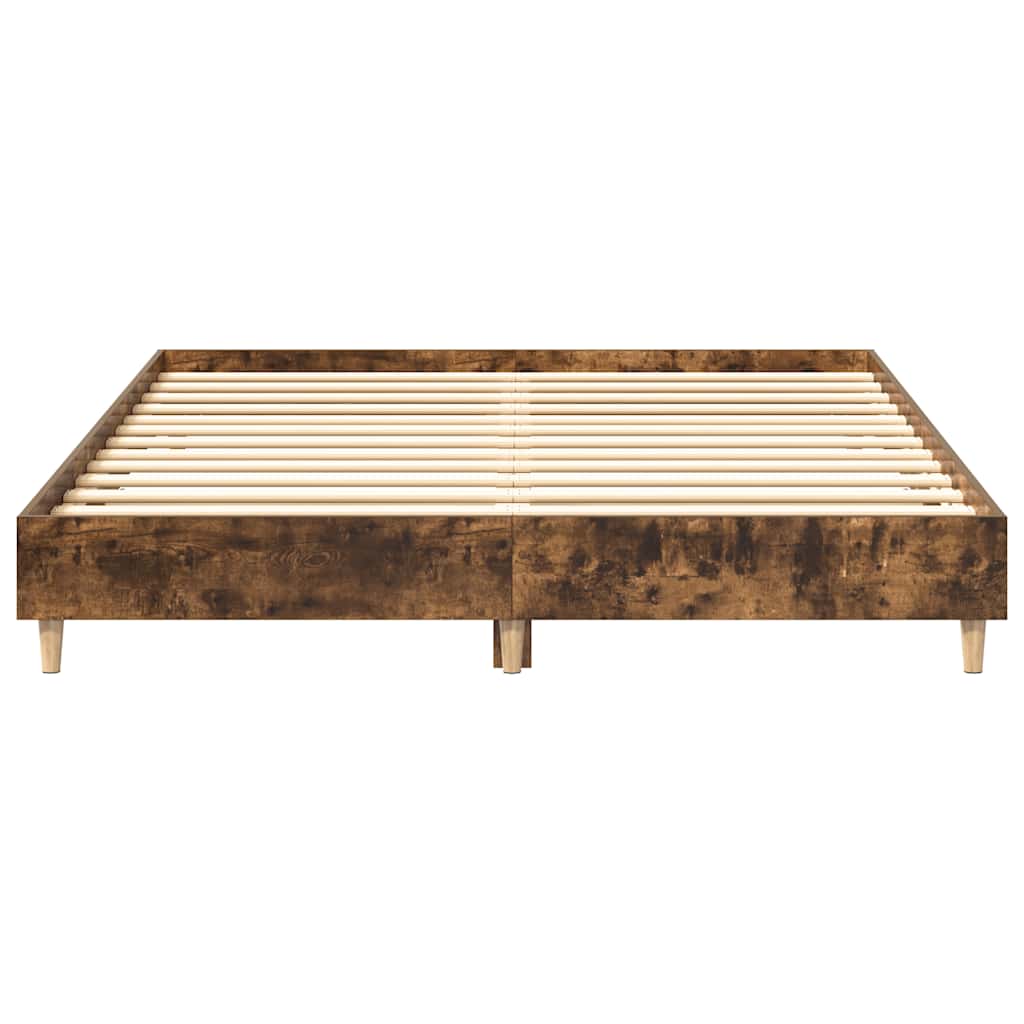vidaXL Bed Frame | Smoked oak | Engineered wood, Solid eucalyptus wood, Plywood