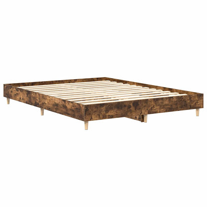 vidaXL Bed Frame | Smoked oak | Engineered wood, Solid eucalyptus wood, Plywood