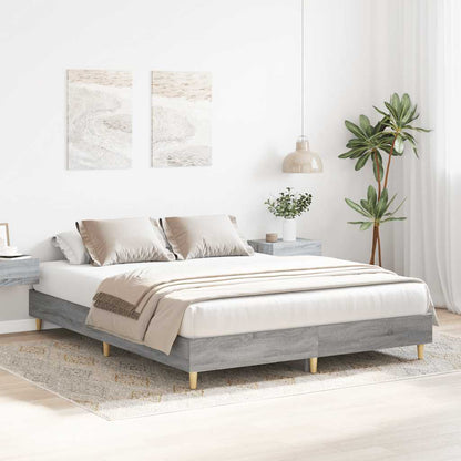 vidaXL Bed Frame | Grey Sonoma | Engineered wood, Solid eucalyptus wood, Plywood