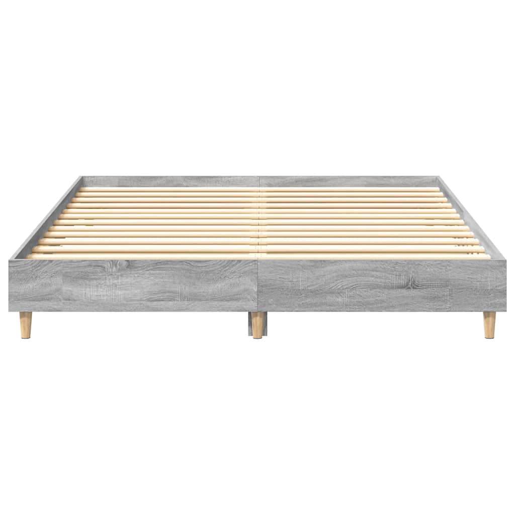 vidaXL Bed Frame | Grey Sonoma | Engineered wood, Solid eucalyptus wood, Plywood