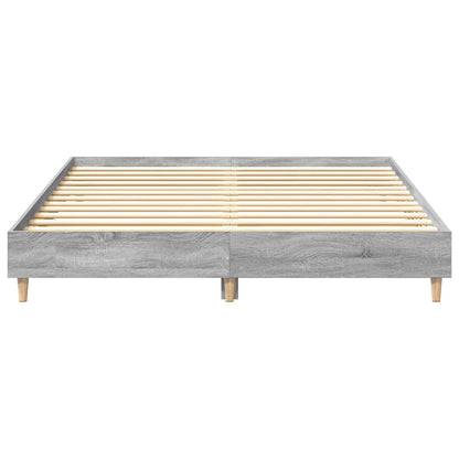 vidaXL Bed Frame | Grey Sonoma | Engineered wood, Solid eucalyptus wood, Plywood