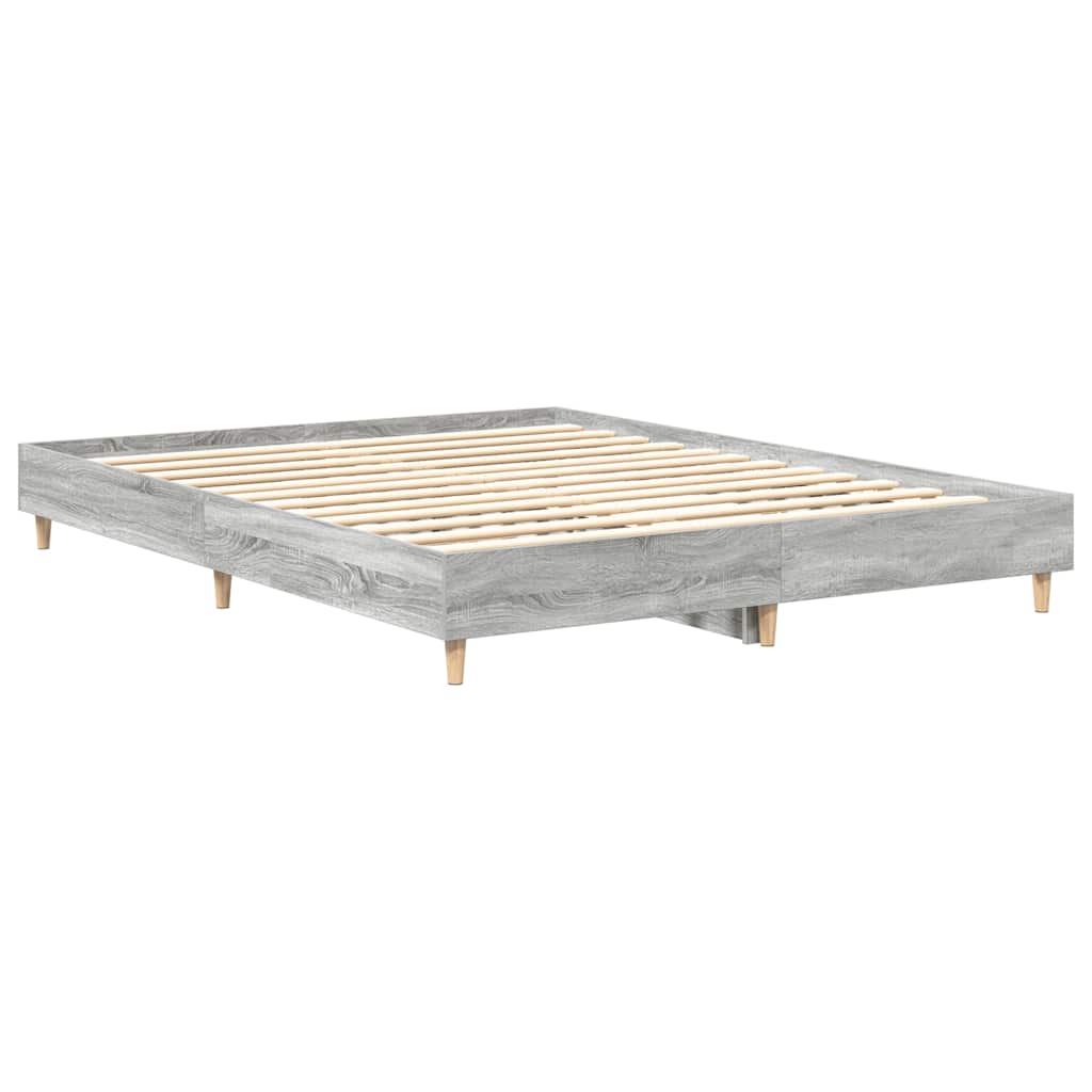vidaXL Bed Frame | Grey Sonoma | Engineered wood, Solid eucalyptus wood, Plywood