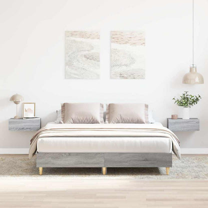 vidaXL Bed Frame | Grey Sonoma | Engineered wood, Solid eucalyptus wood, Plywood