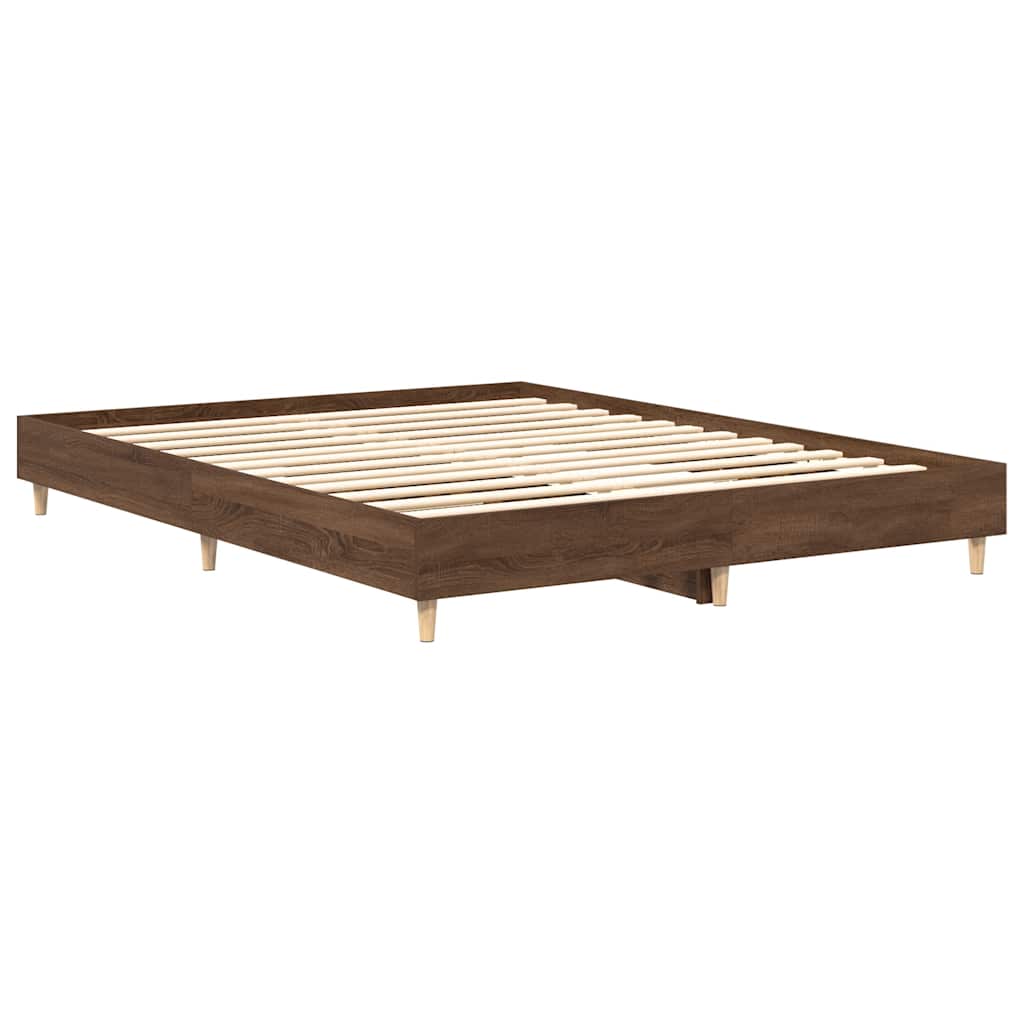 vidaXL Bed Frame No Mattress Brown Oak 150x200 cm King Size Engineered Wood