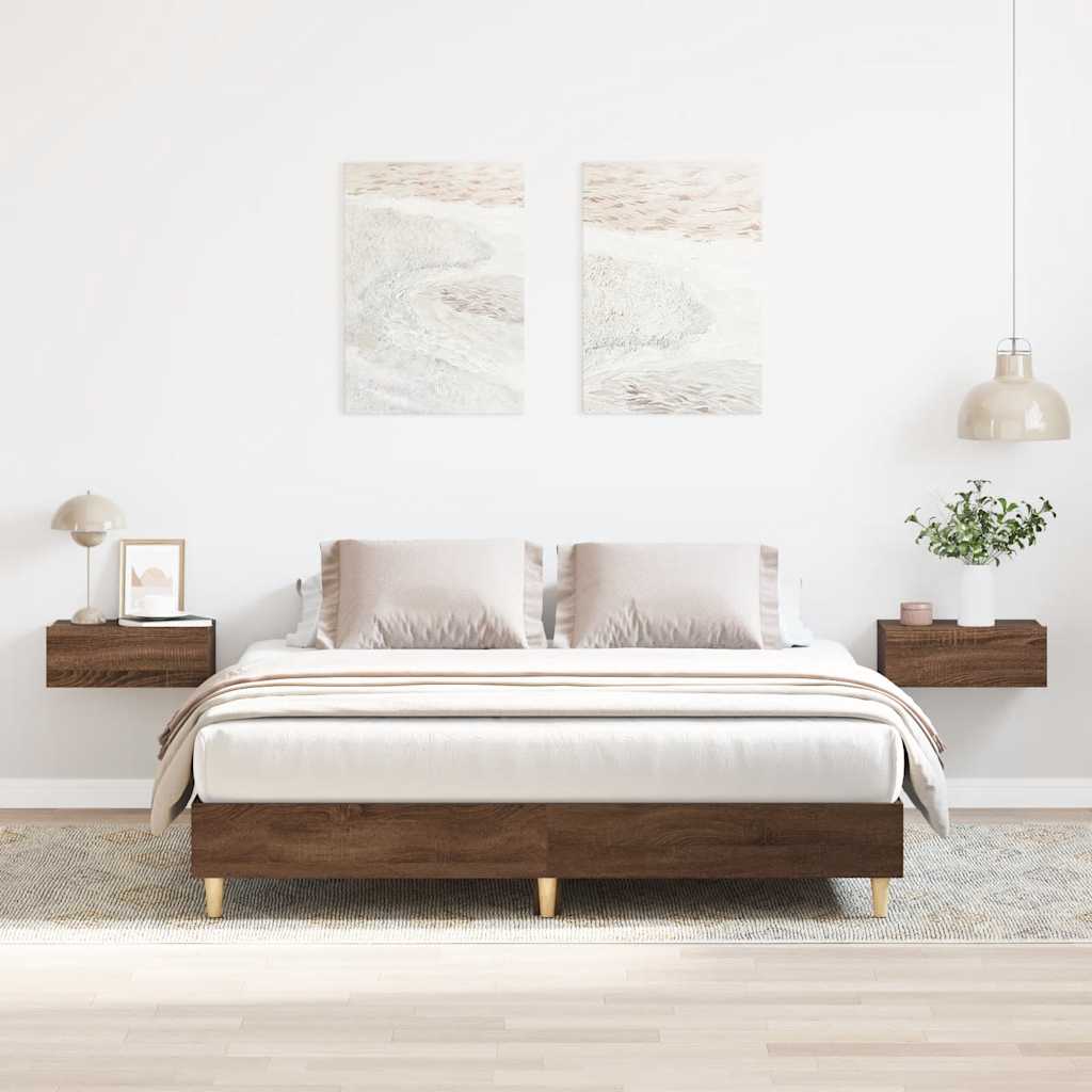 vidaXL Bed Frame No Mattress Brown Oak 150x200 cm King Size Engineered Wood