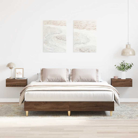 vidaXL Bed Frame No Mattress Brown Oak 150x200 cm King Size Engineered Wood