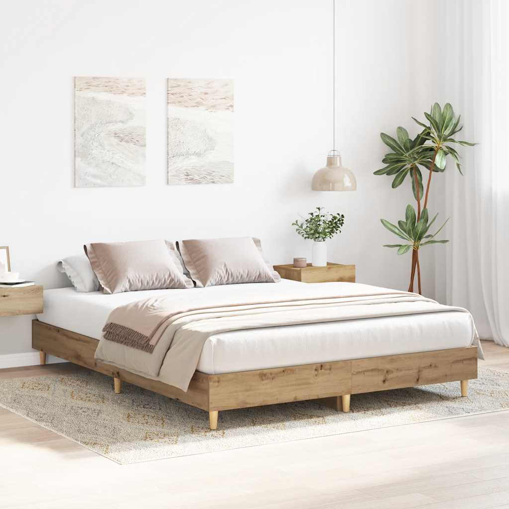 vidaXL Bed Frame | Artisan oak | Engineered wood | King | Bed Frame