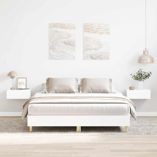 vidaXL Bed Frame | White | Engineered wood, solid eucalyptus wood, plywood
