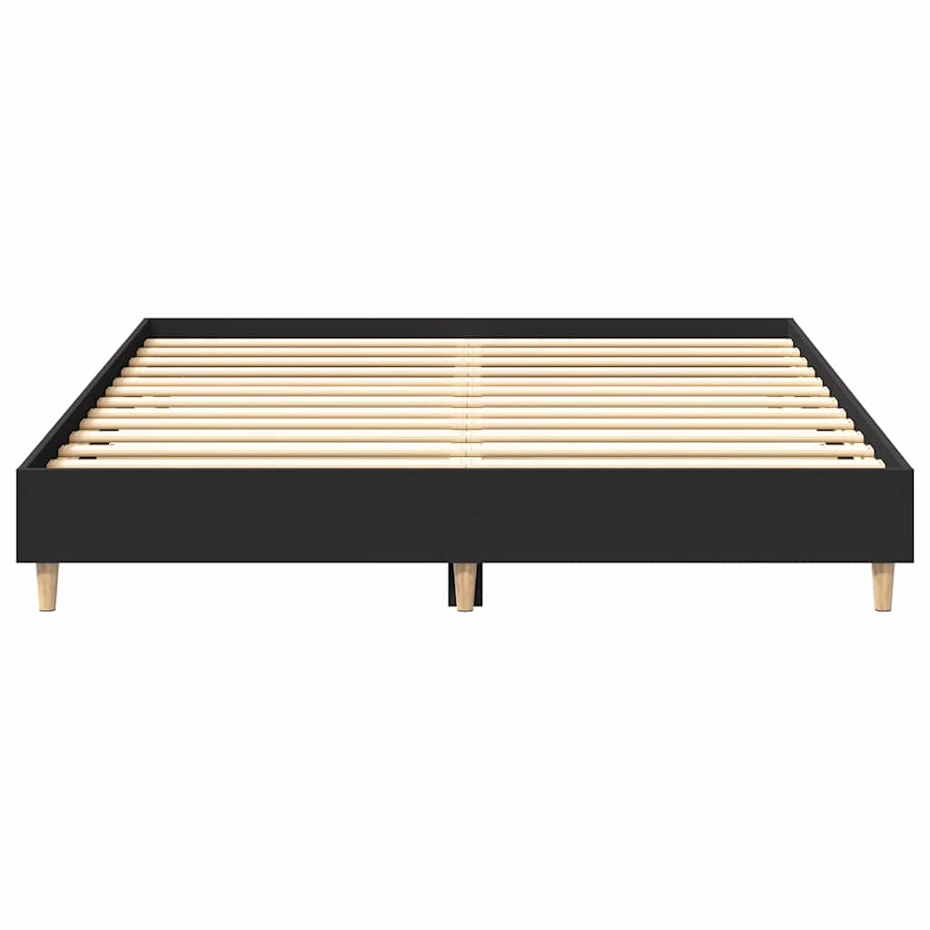 vidaXL Bed Frame No Mattress Black 140x200 cm Engineered Wood