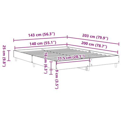 vidaXL Bed Frame No Mattress Black 140x200 cm Engineered Wood