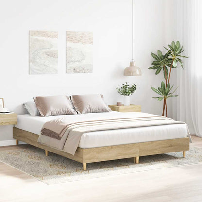 vidaXL Bed Frame | Sonoma Oak | Engineered Wood | Double Bed | Rectangular