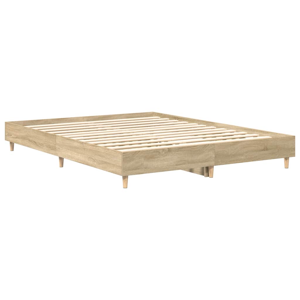 vidaXL Bed Frame | Sonoma Oak | Engineered Wood | Double Bed | Rectangular
