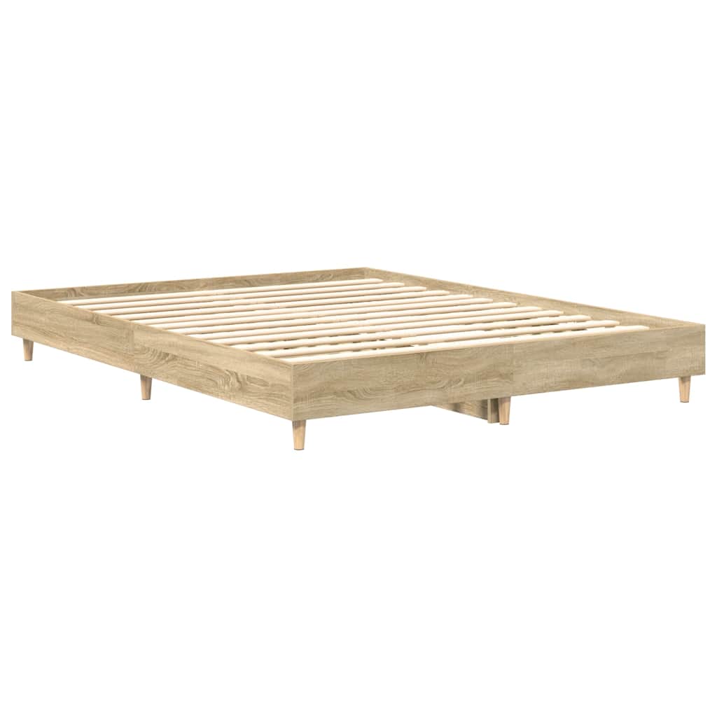 vidaXL Bed Frame | Sonoma Oak | Engineered Wood | Double Bed | Rectangular
