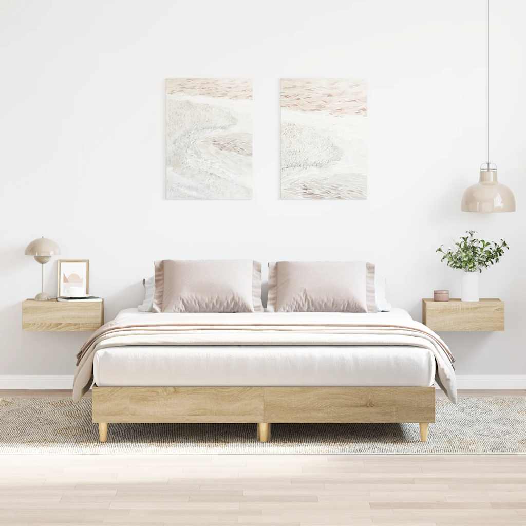 vidaXL Bed Frame | Sonoma Oak | Engineered Wood | Double Bed | Rectangular