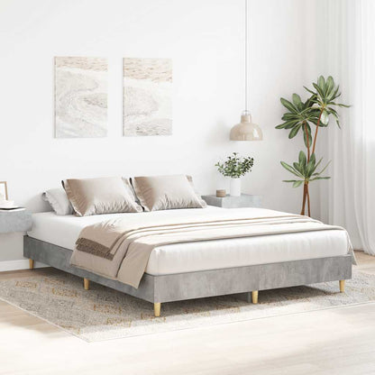 vidaXL Bed Frame | Concrete Grey | Engineered Wood, Solid Eucalyptus Wood