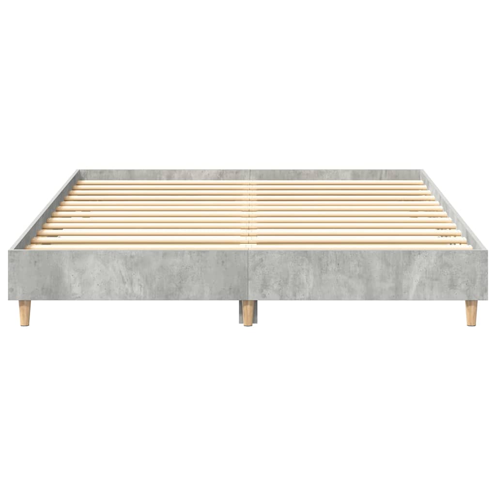 vidaXL Bed Frame | Concrete Grey | Engineered Wood, Solid Eucalyptus Wood