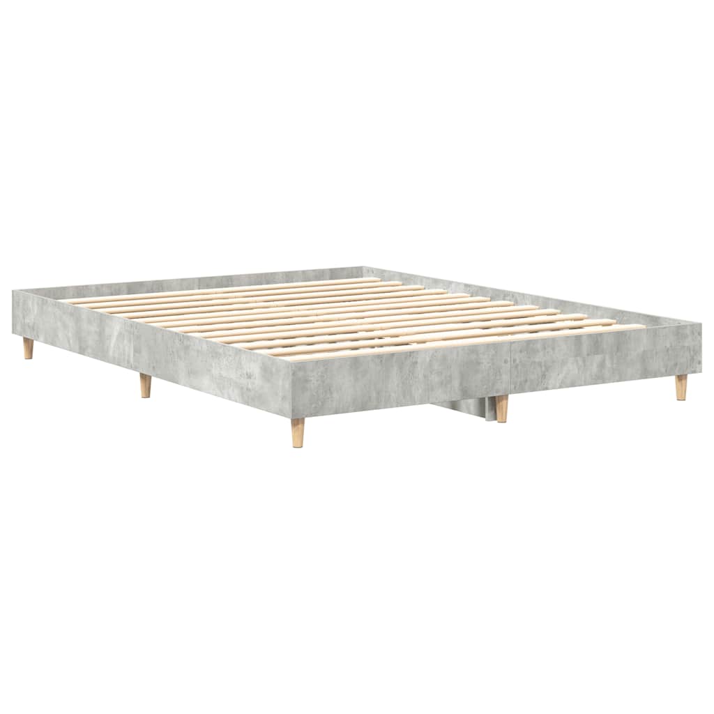 vidaXL Bed Frame | Concrete Grey | Engineered Wood, Solid Eucalyptus Wood