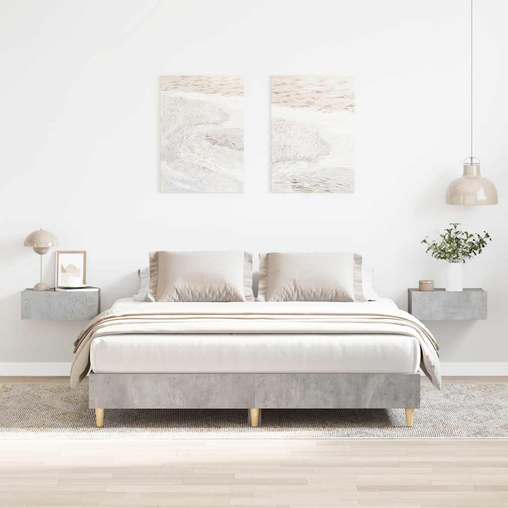 vidaXL Bed Frame | Concrete Grey | Engineered Wood, Solid Eucalyptus Wood