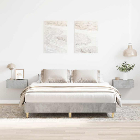 vidaXL Bed Frame | Concrete Grey | Engineered Wood, Solid Eucalyptus Wood